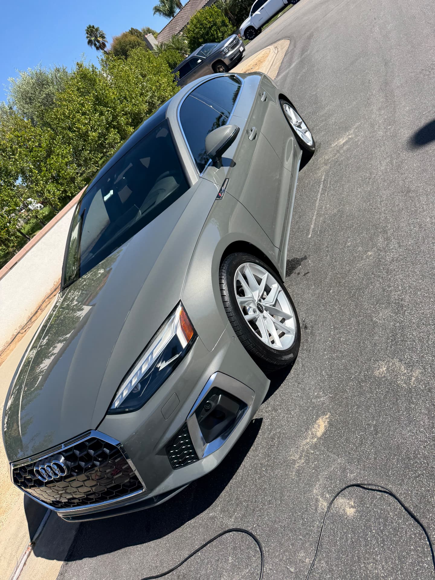 Gray Audi A5 freshly detailed on location