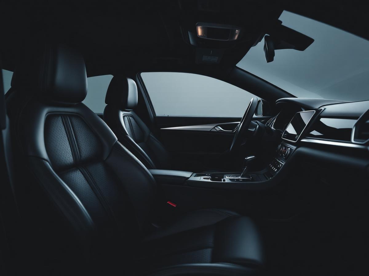 Cleaned and conditioned black leather car interior