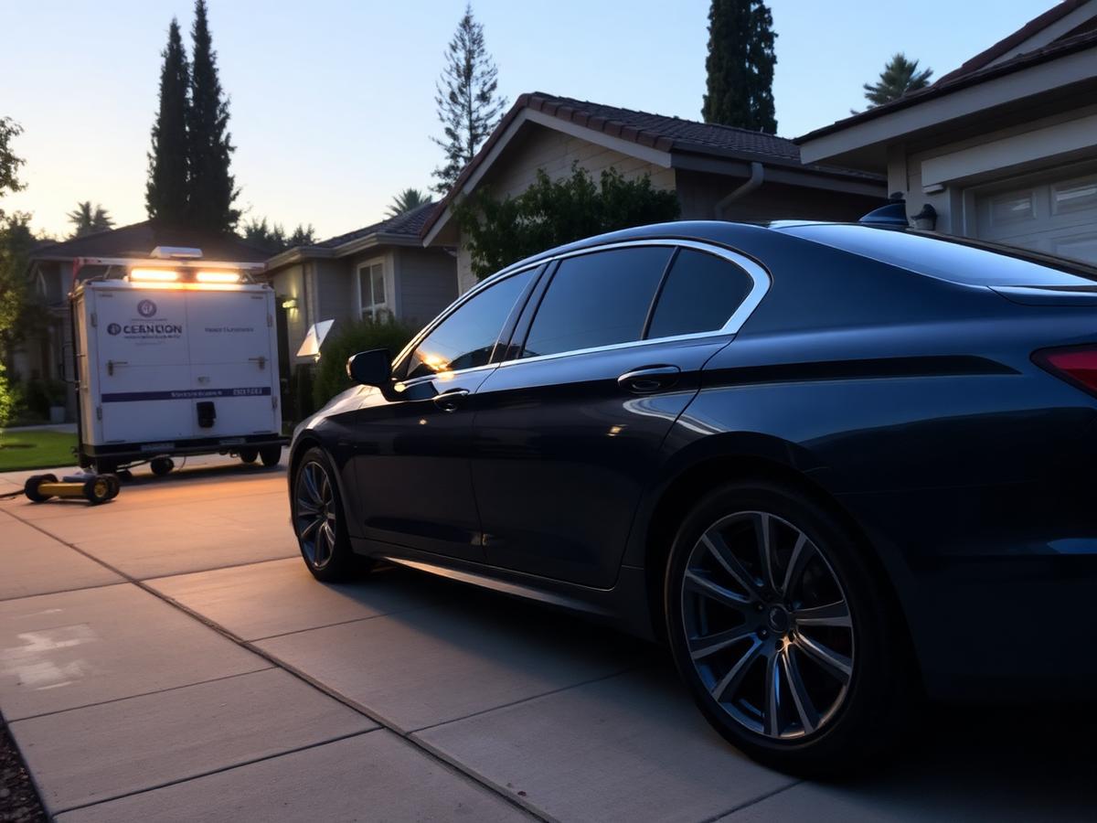 Mobile detailing service completed in a residential driveway